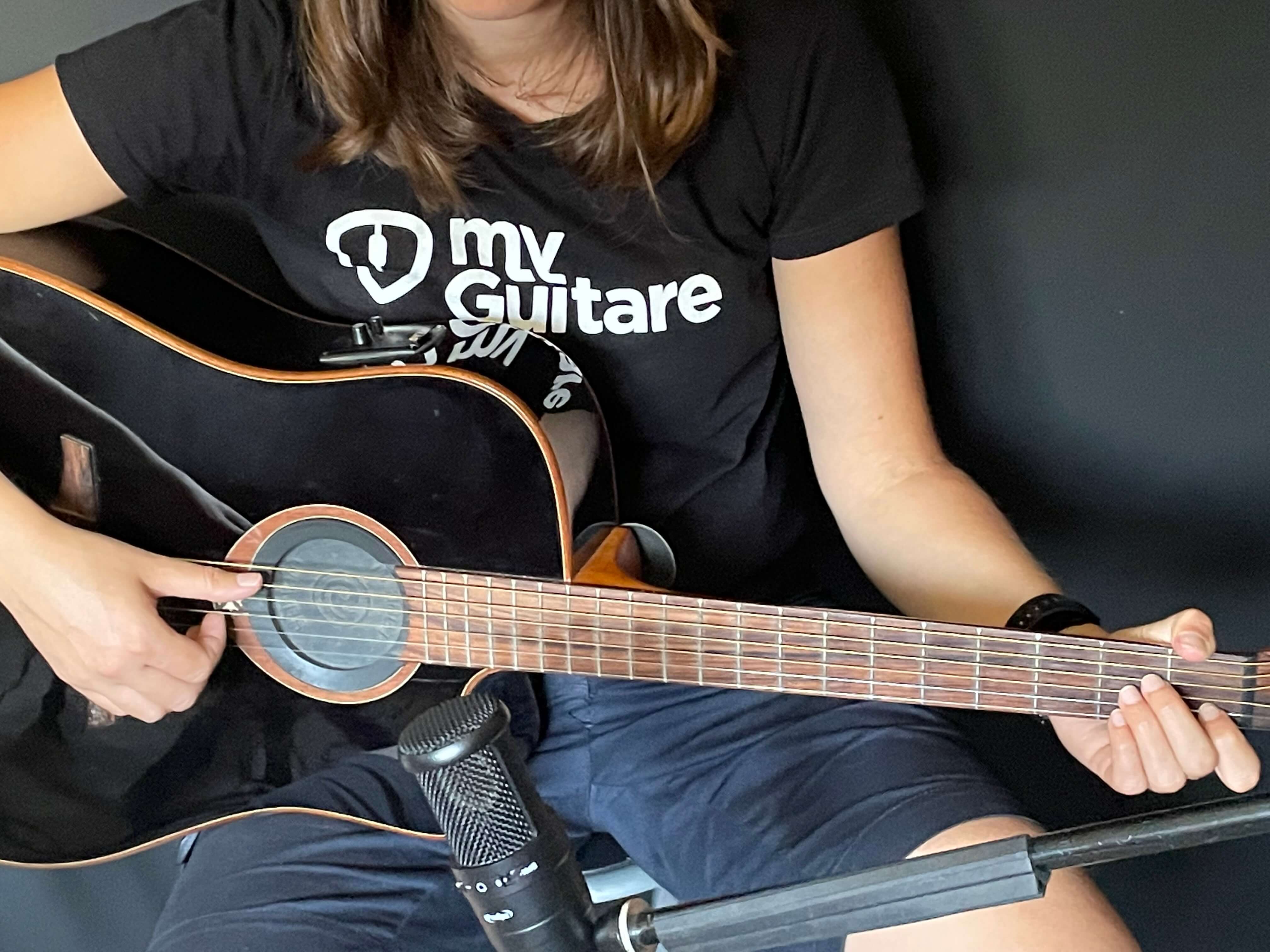 Position micro statique large membrane guitare