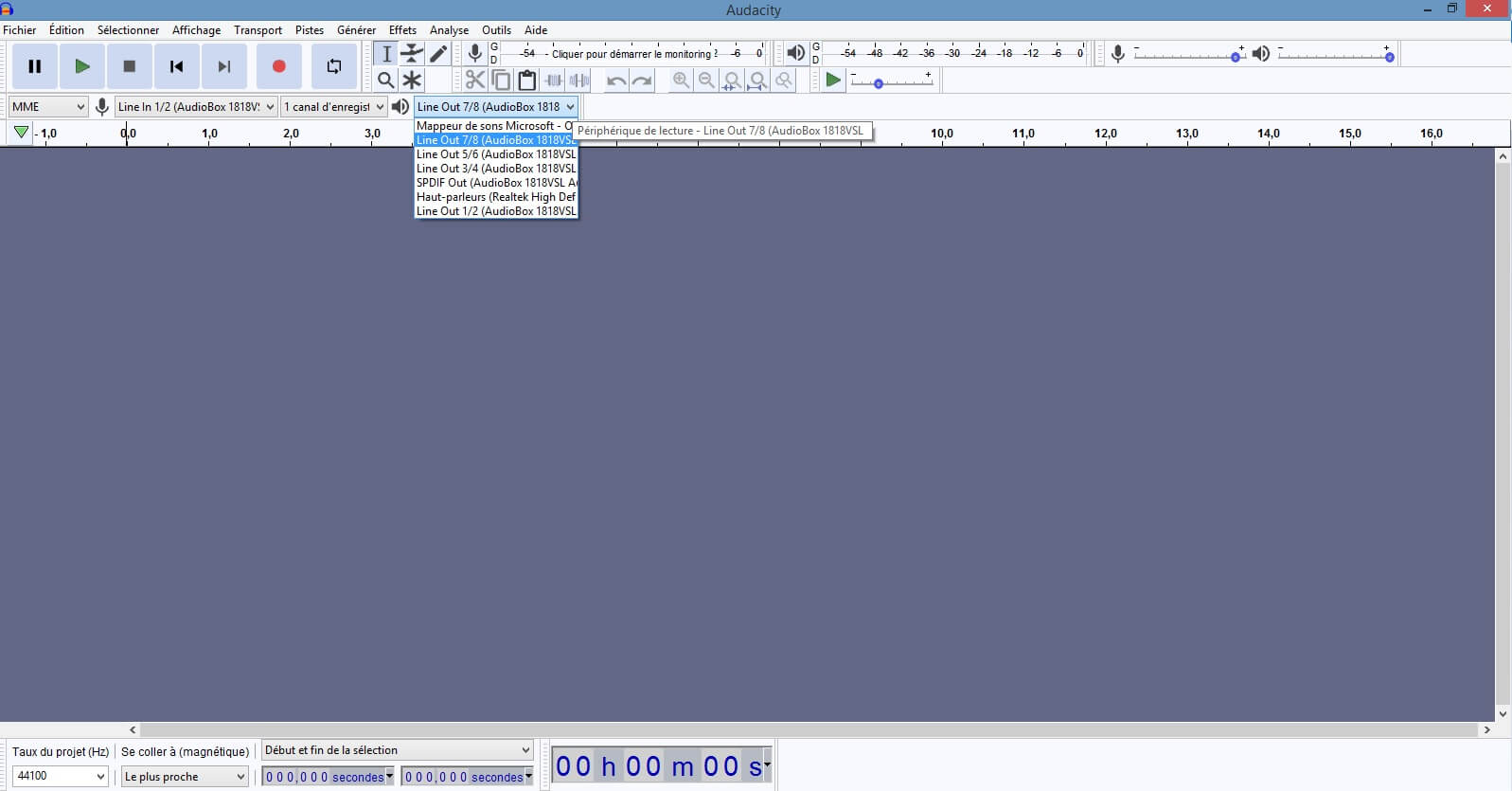 Audacity - configuration sorties