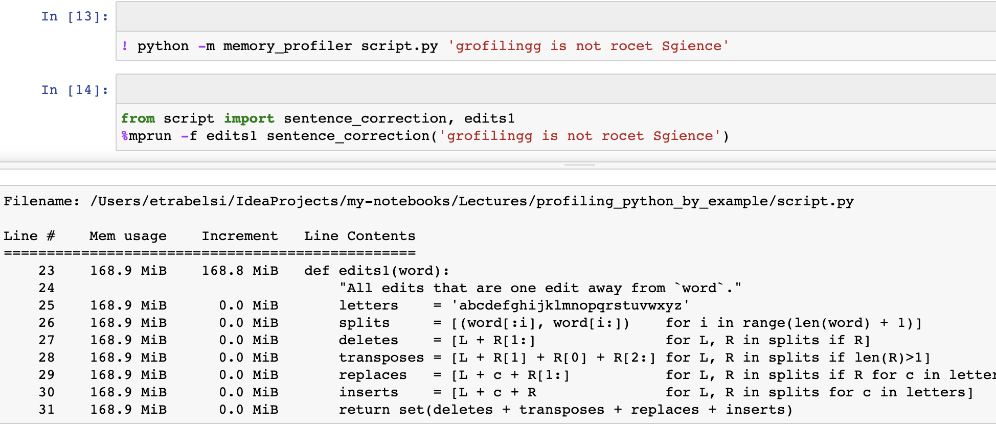 performance statistics for memory_profiler