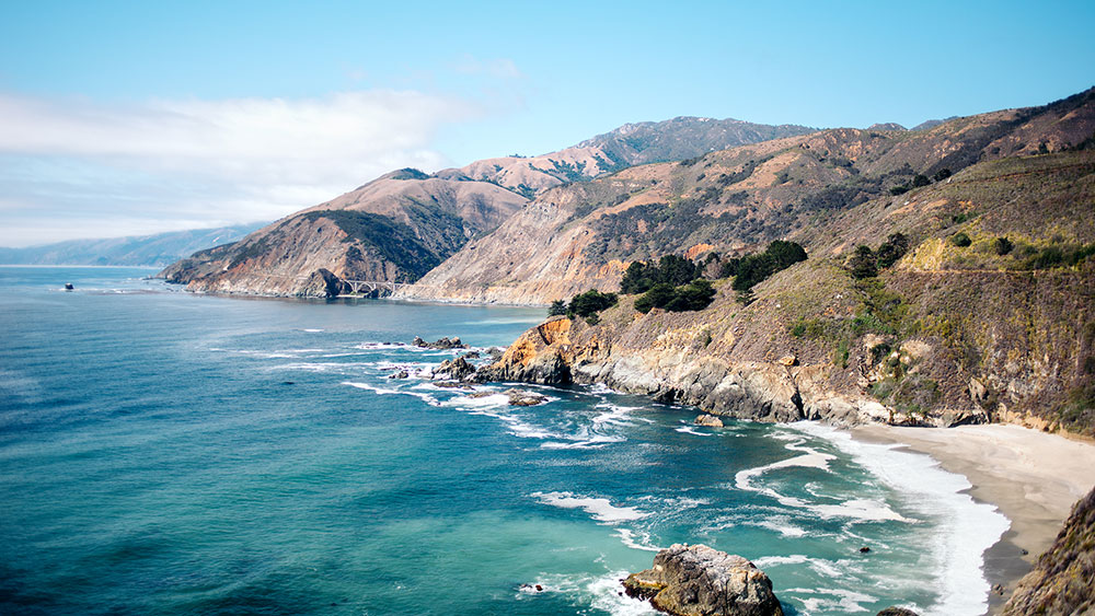 A scenic landscape by the sea