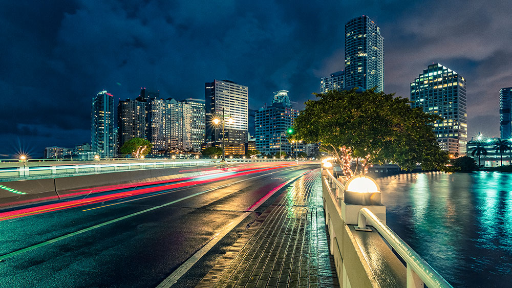 A scenic nighttime cityscape