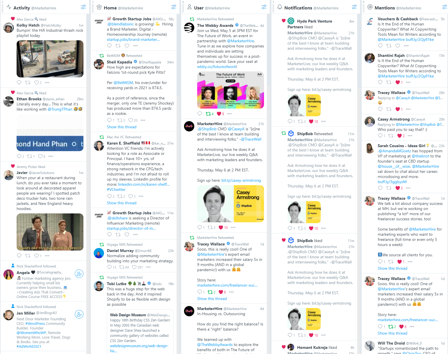TweetDeck - free tool for Twitter that lets you schedule content, respond, and discover