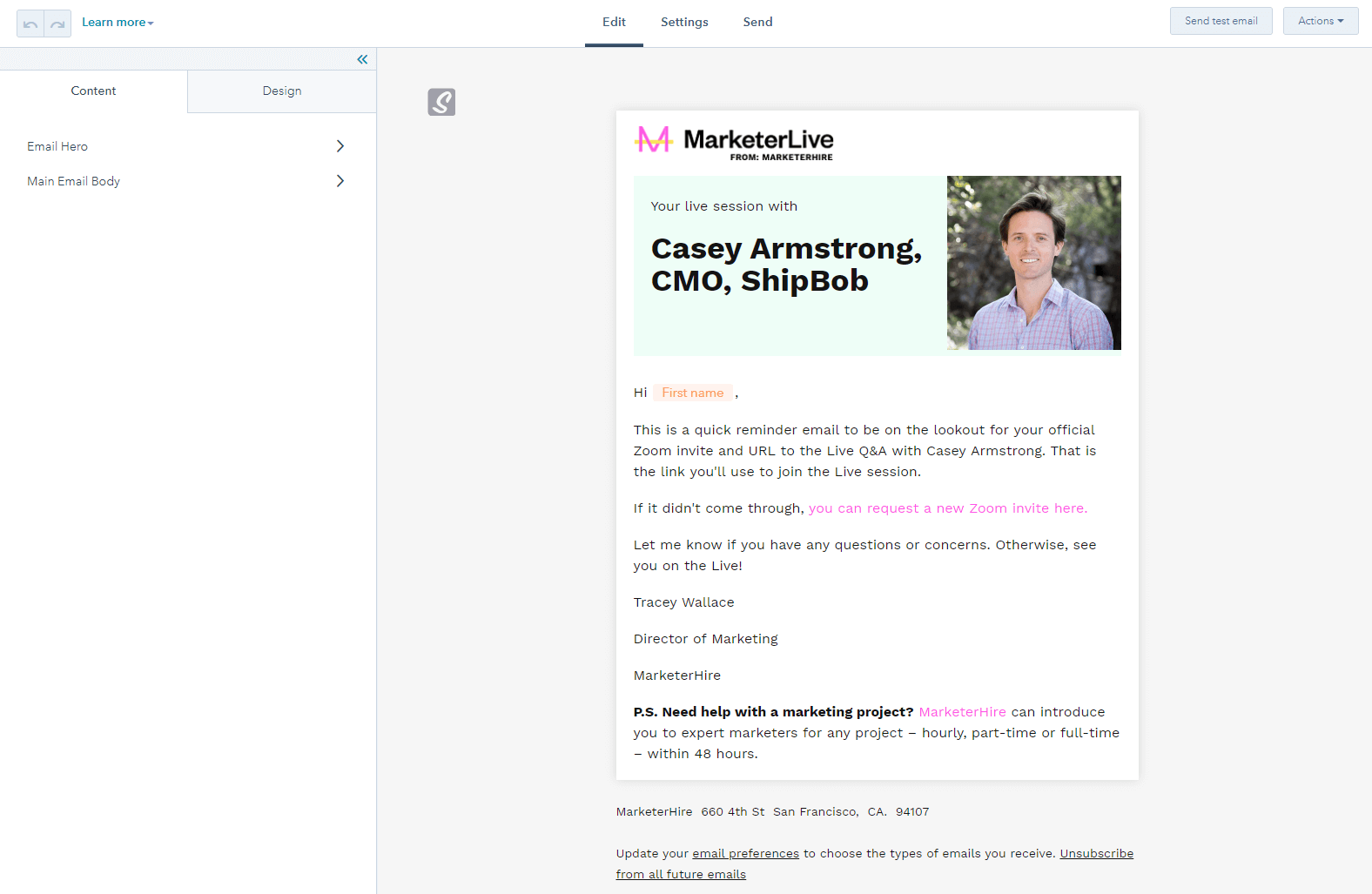 HubSpot email marketing tool