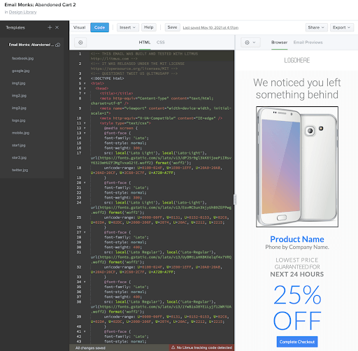 Litmus email editor