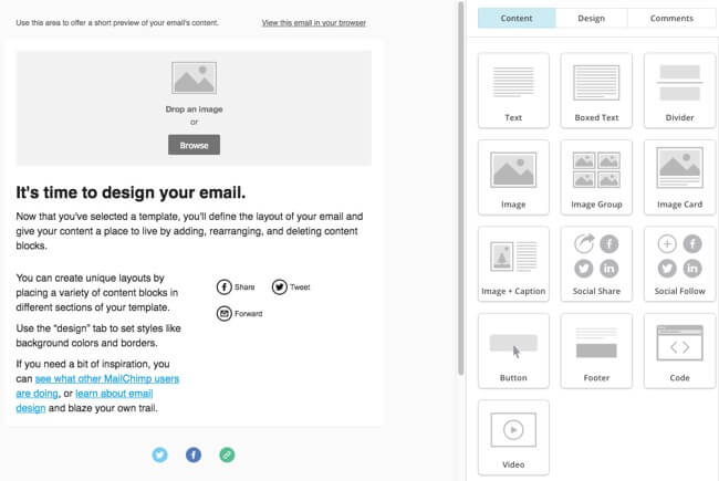 Mailchimp email editor