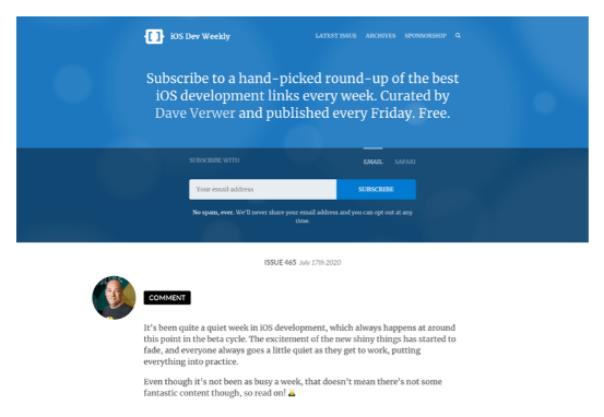 Curated email website