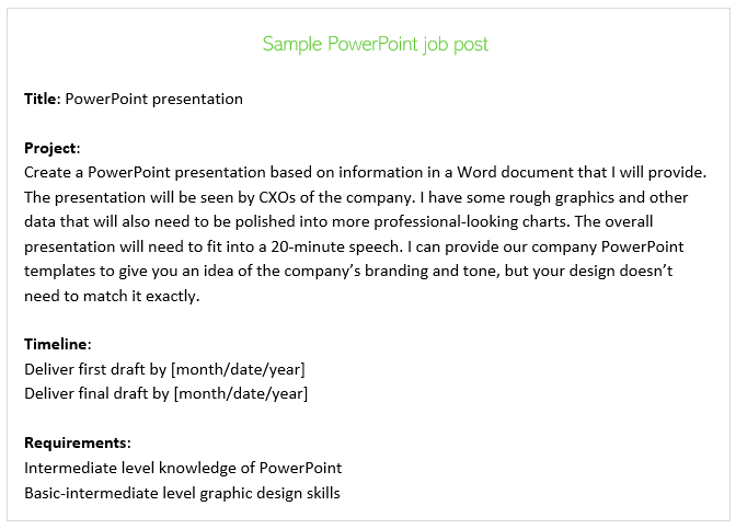Sample PowerPoint job post