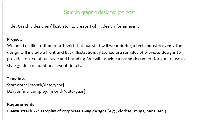 Sample graphic designer job post
