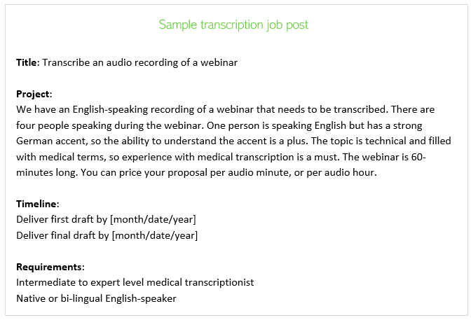 Sample transcription job post