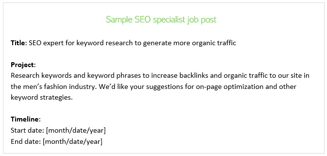 Sample SEO job post