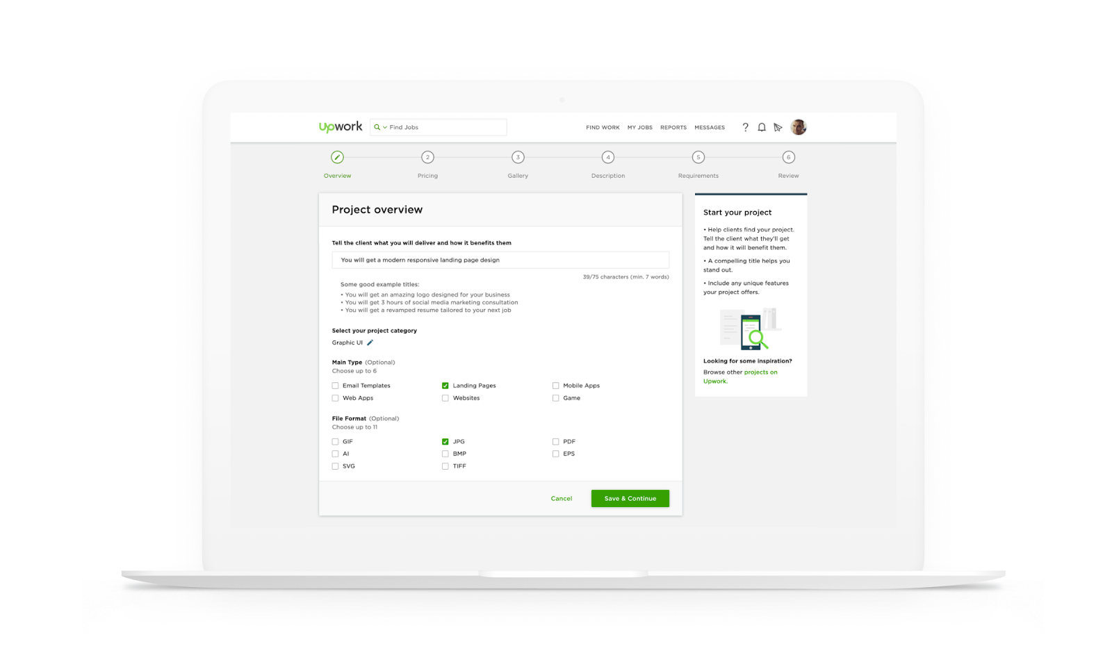 Desktop view of project overview
