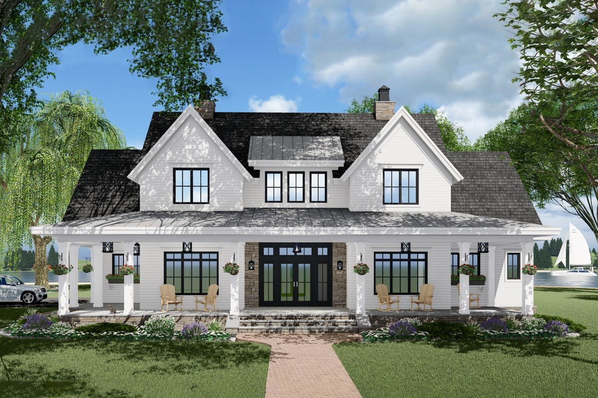 Rendering of modern farmhouse home