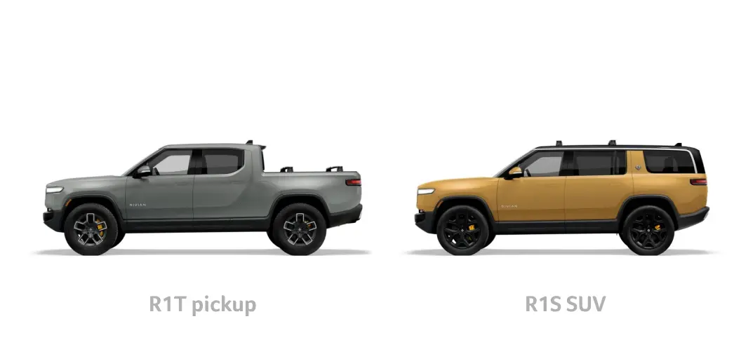 Rivian R1T pickup vs. R1S SUV