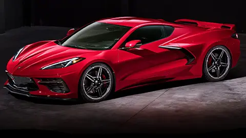 Imagen dramática de un Corvette rojo