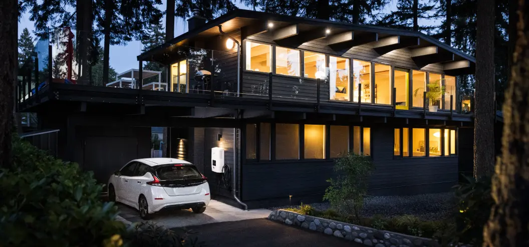 nissan leaf in a driveway