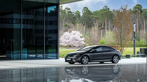 Mercedes-Benz EQE parked in driveway