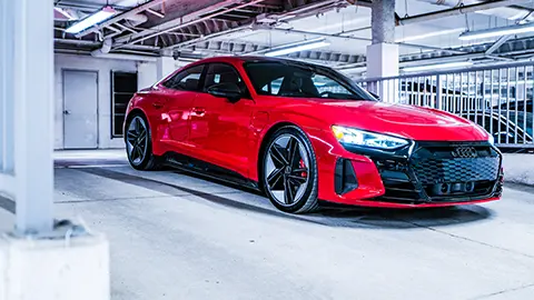 Audi e-tron in a parking garage