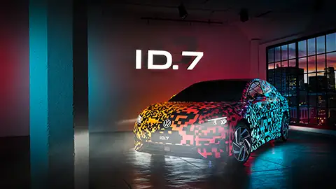 Concept car ID.7 en el piso de la sala de exposición