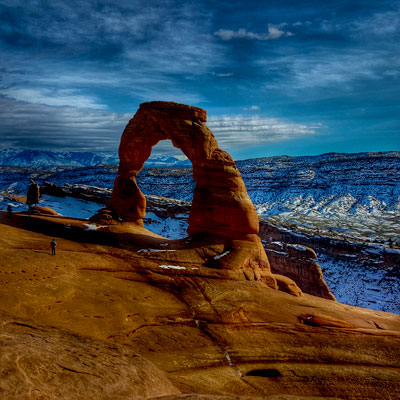 Underexposed image of Delicate Arch in Utah.