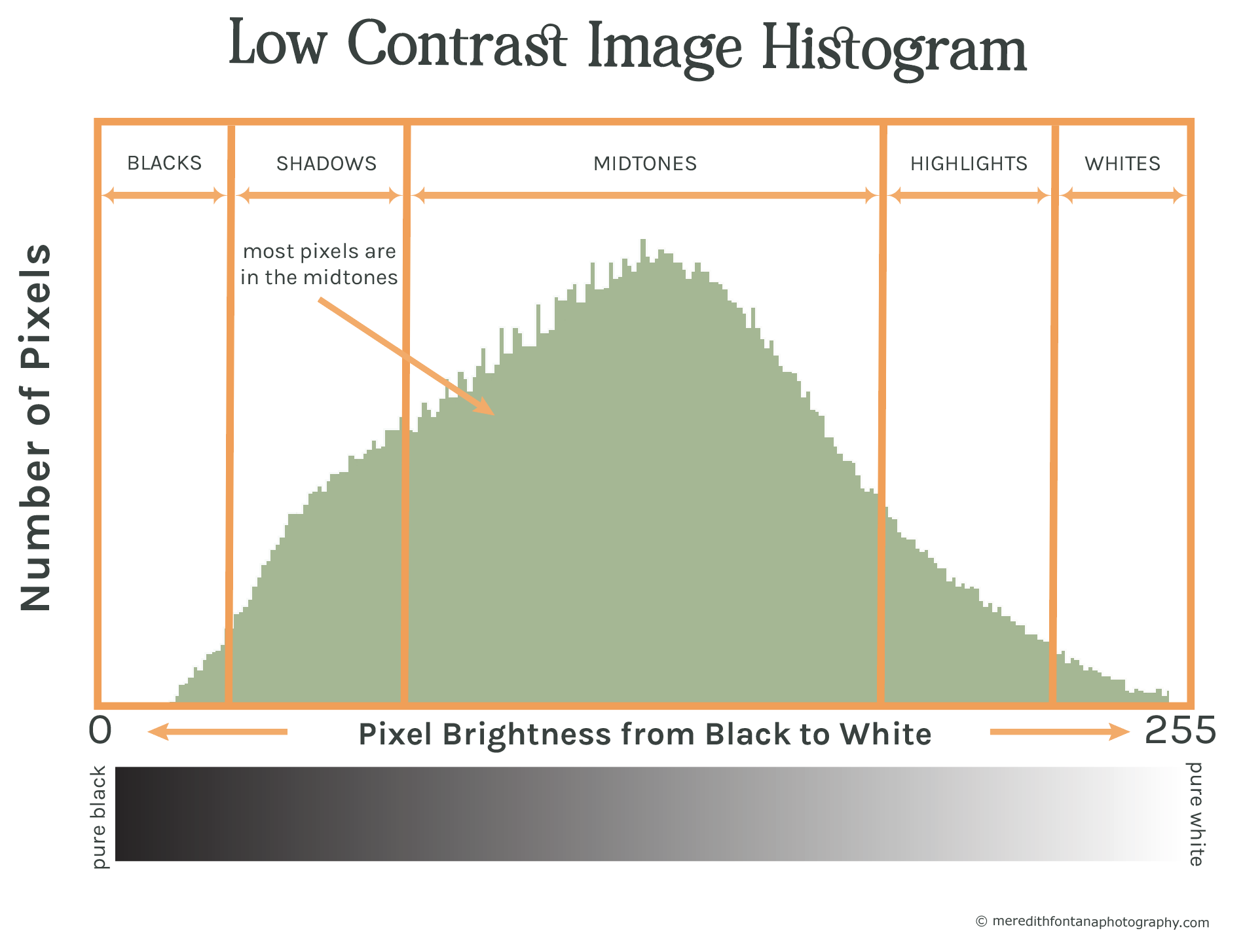 Low contrast image histogram.