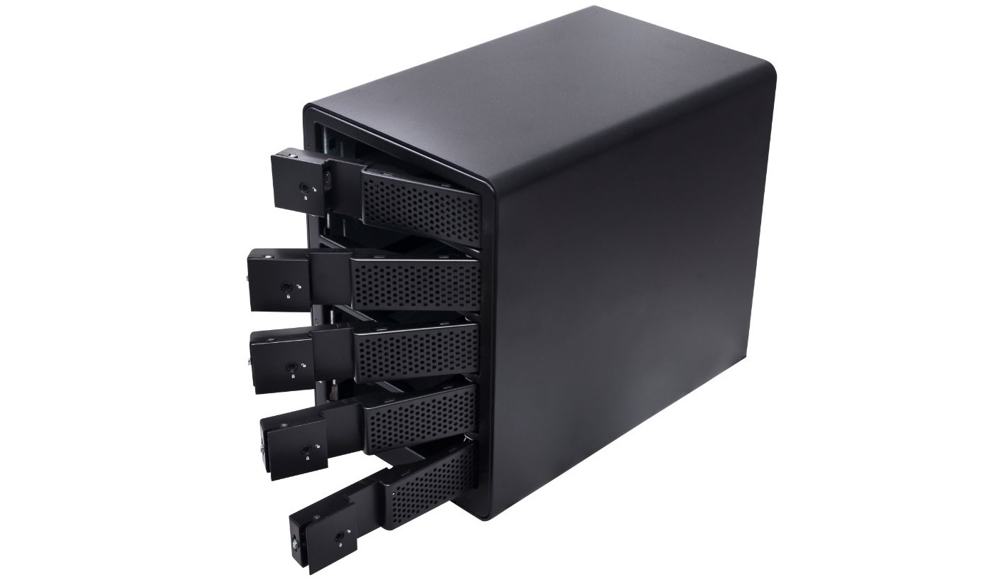 A hard drive enclosure for multiple hard drives used to back up data.u