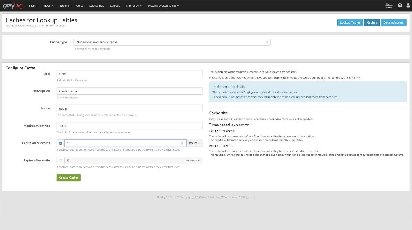 Create cache