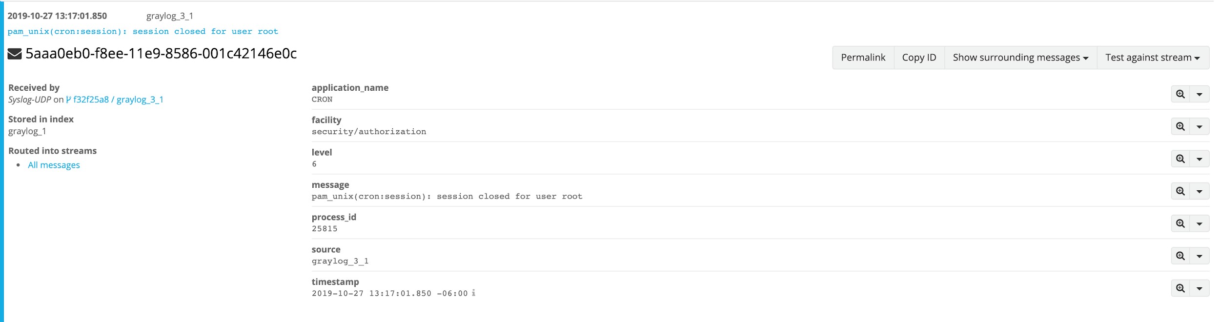 Graylog Syslog data example