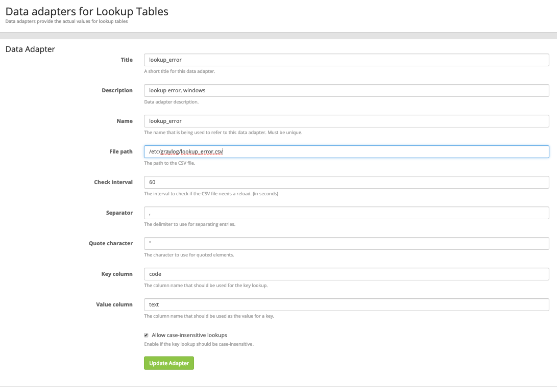 Data adapters for Lookup Tables