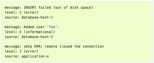 Log event failure message