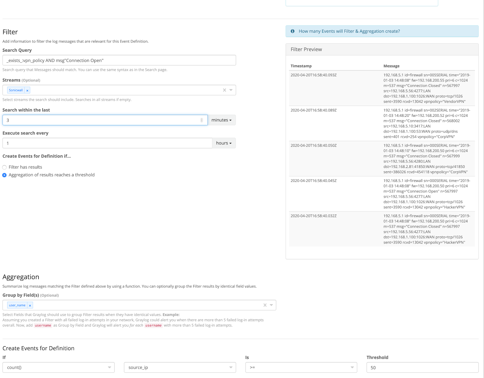 Graylog Licensing Limits Filter