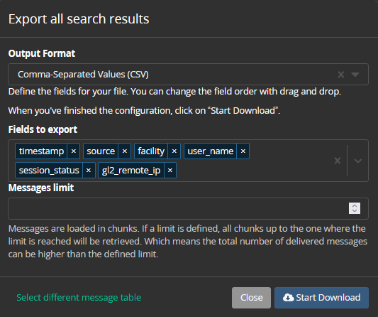 Linux CSV data export