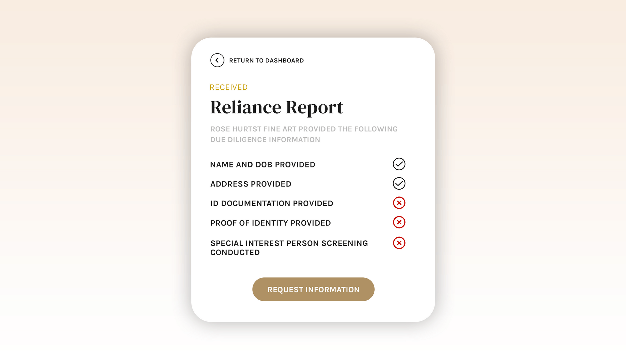 reliance report checklist