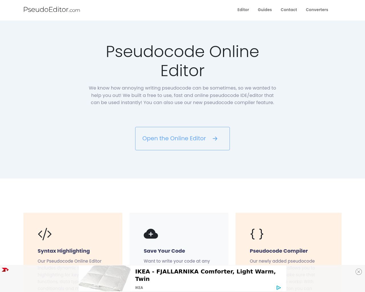 Pseudocode Editor Online