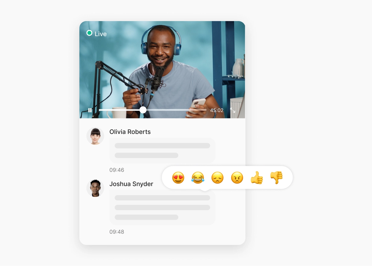 Video with live chat functionality