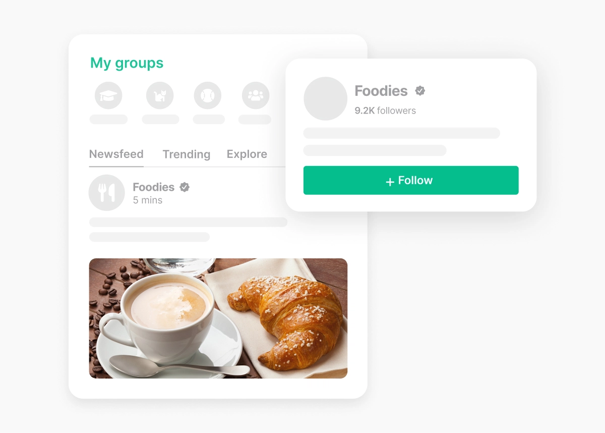 A group within a community in an app and website that was build with a social SDK