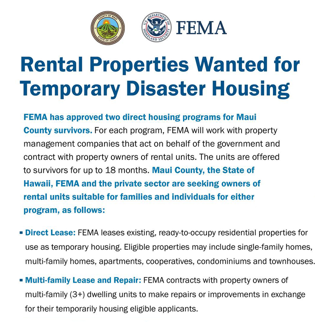 Resource Offer housing or rental leasing to FEMA's DirectLease and Multifamily Lease and