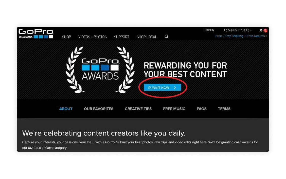 GoPro community where users can share content