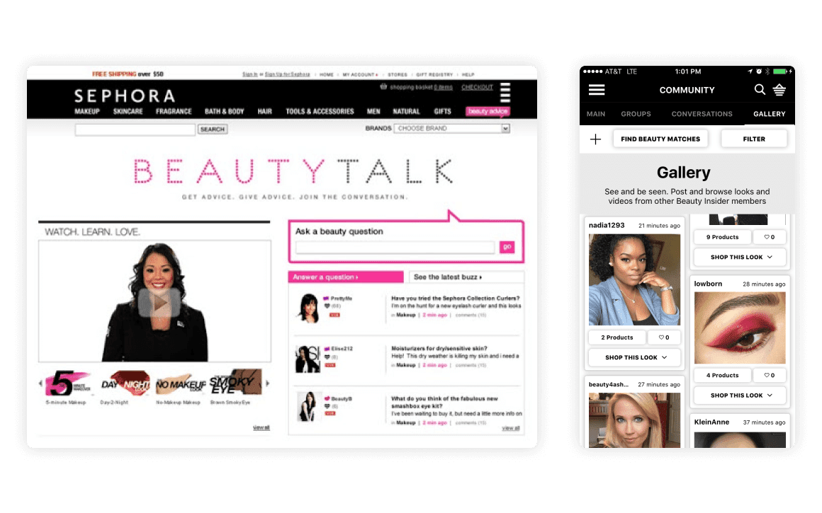 Sephora forum where users can ask questions