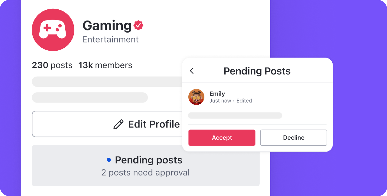 Ability for user to accept or decline a post