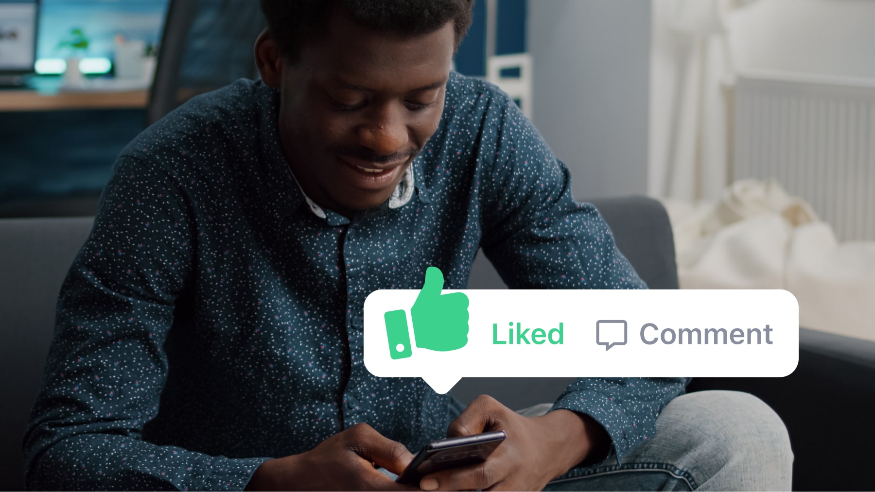 User liking a post using a social plus app