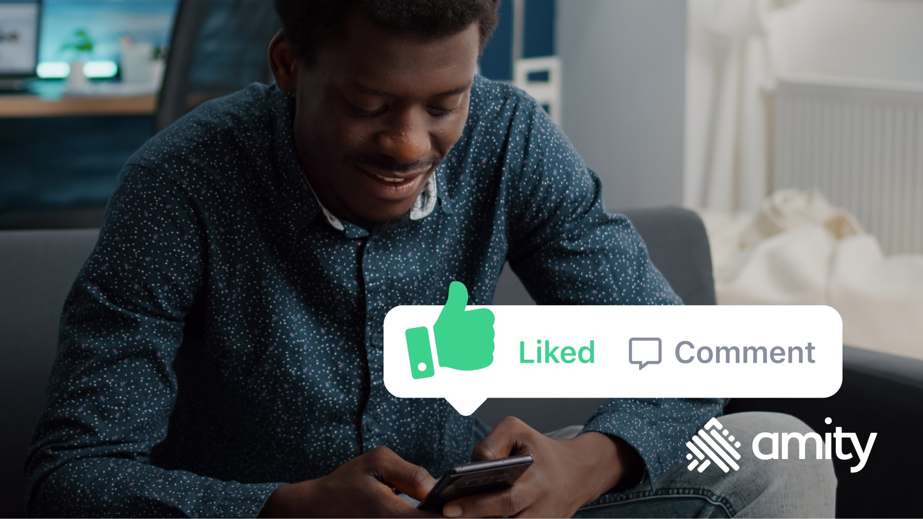 User liking a post using a social plus app