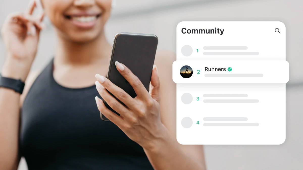 Woman using community app for running