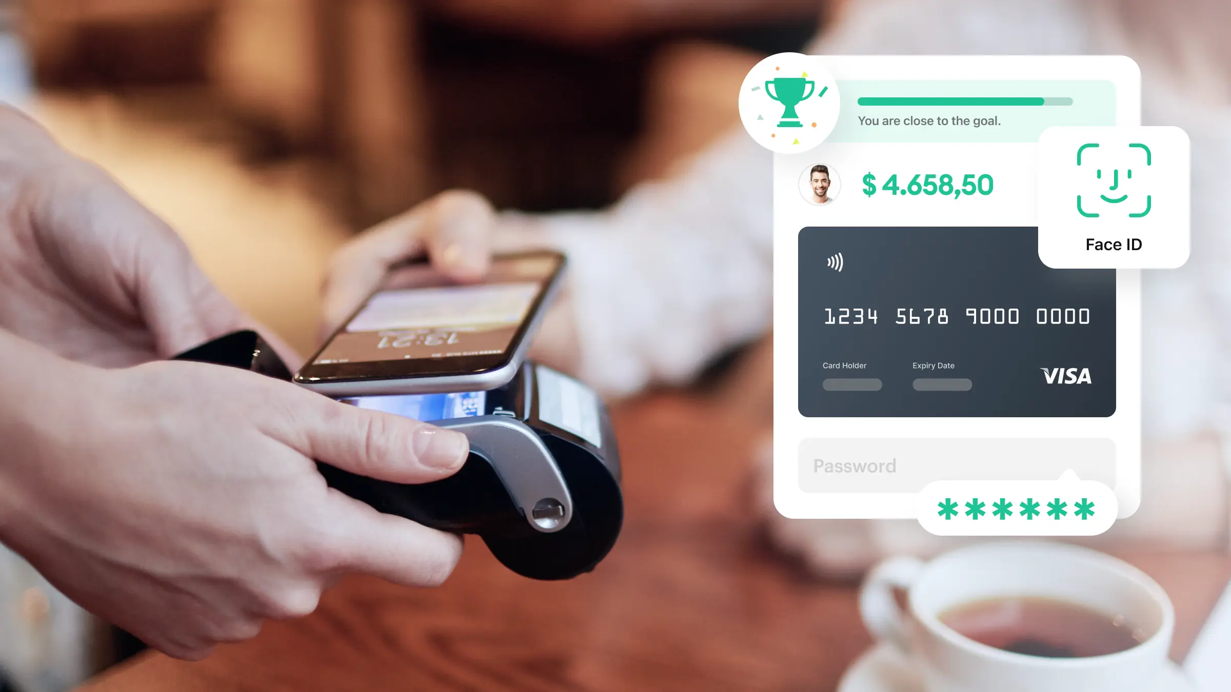 Financial transaction with a smartphone using a fintech app