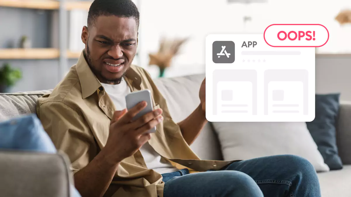 A guy looking at apps on his smartphone