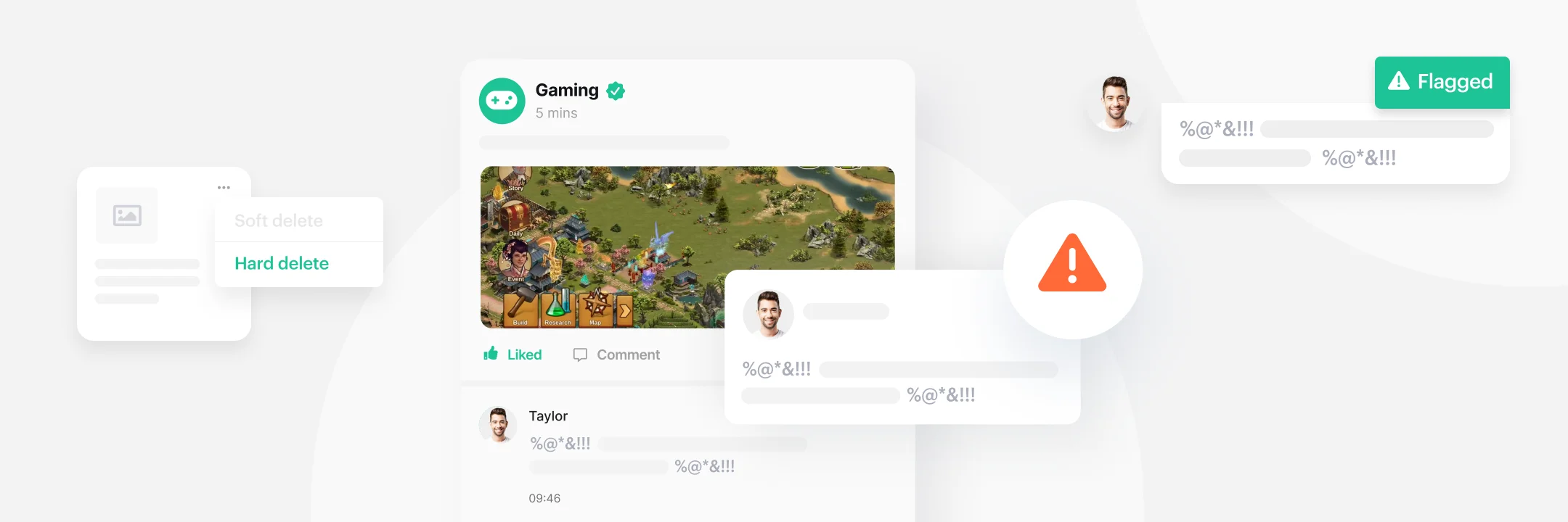 Abstract visualisation of community moderation features