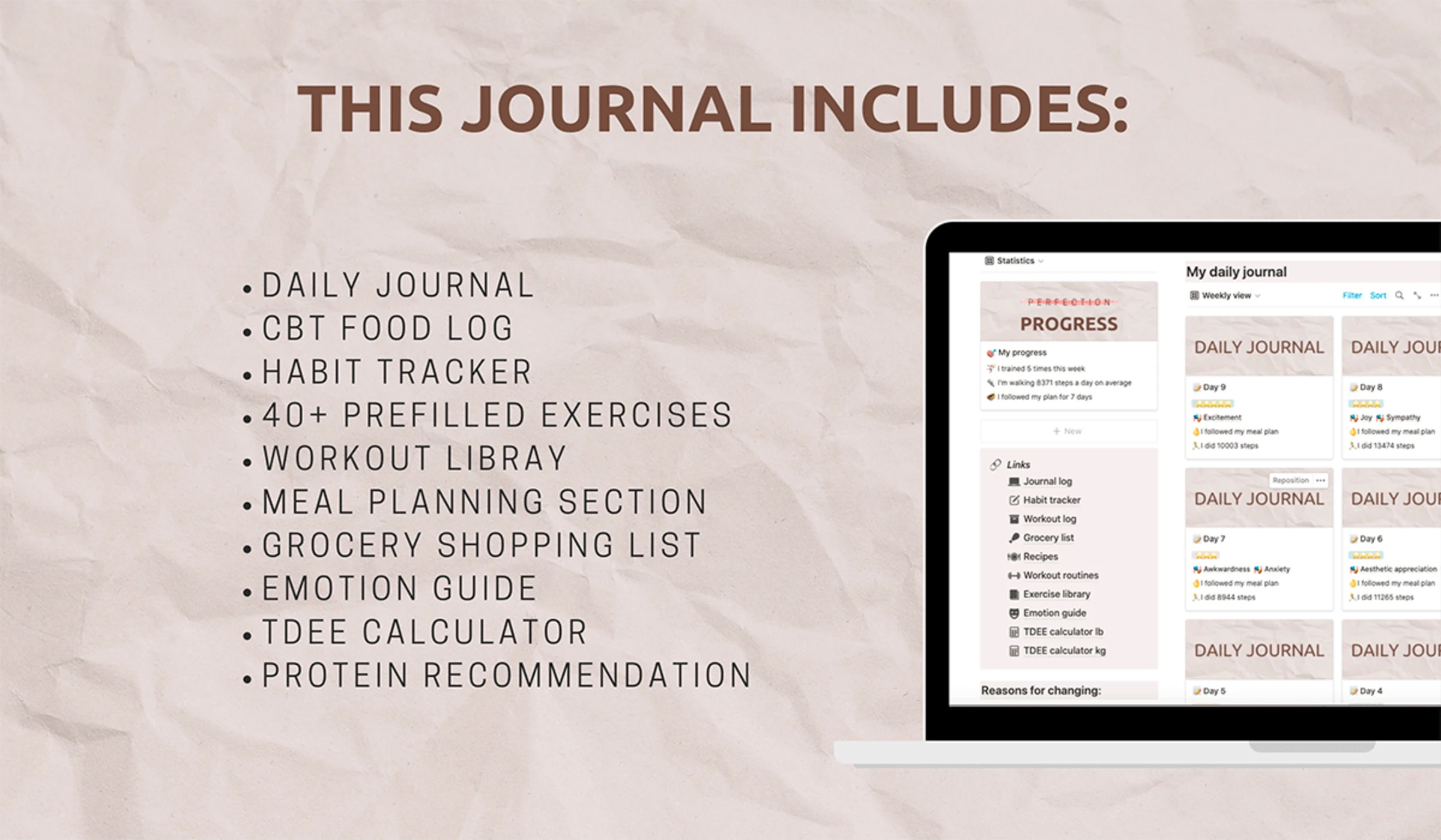 Mindful eating journal for Notion | Notion Everything