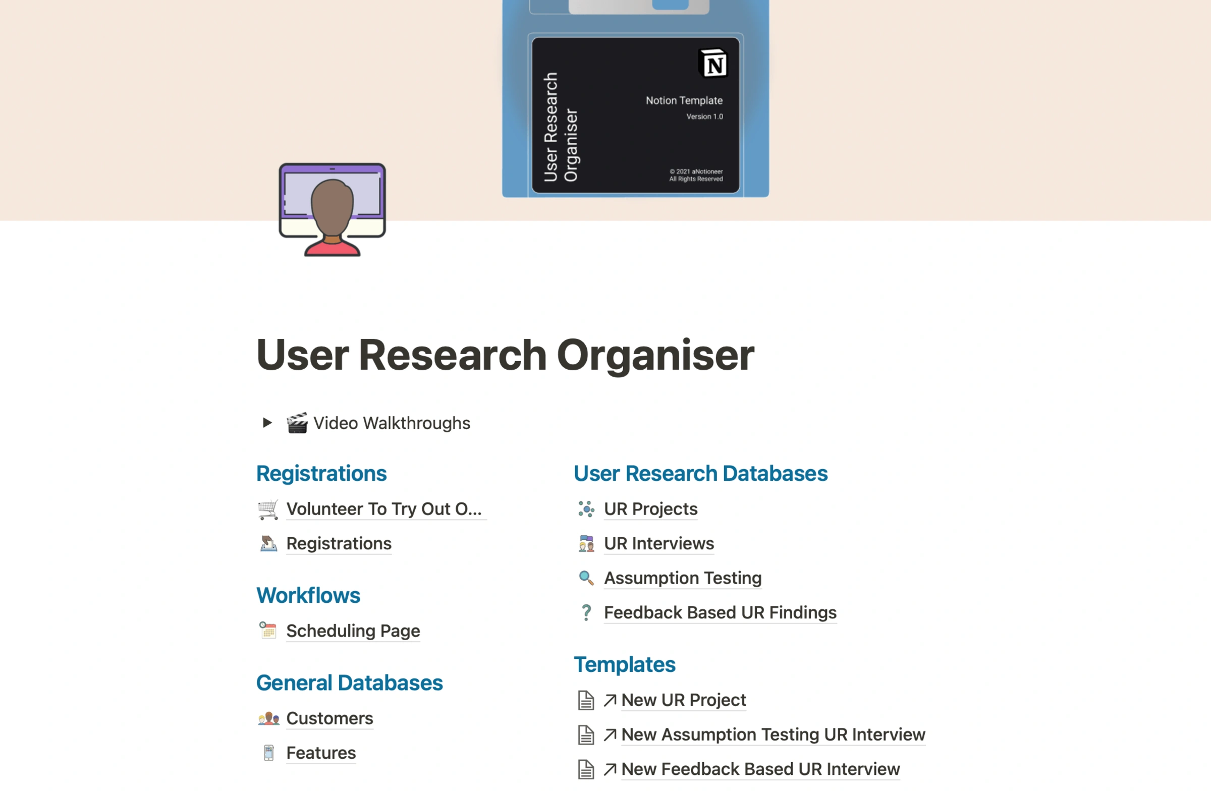 User Research Organiser Notion Everything