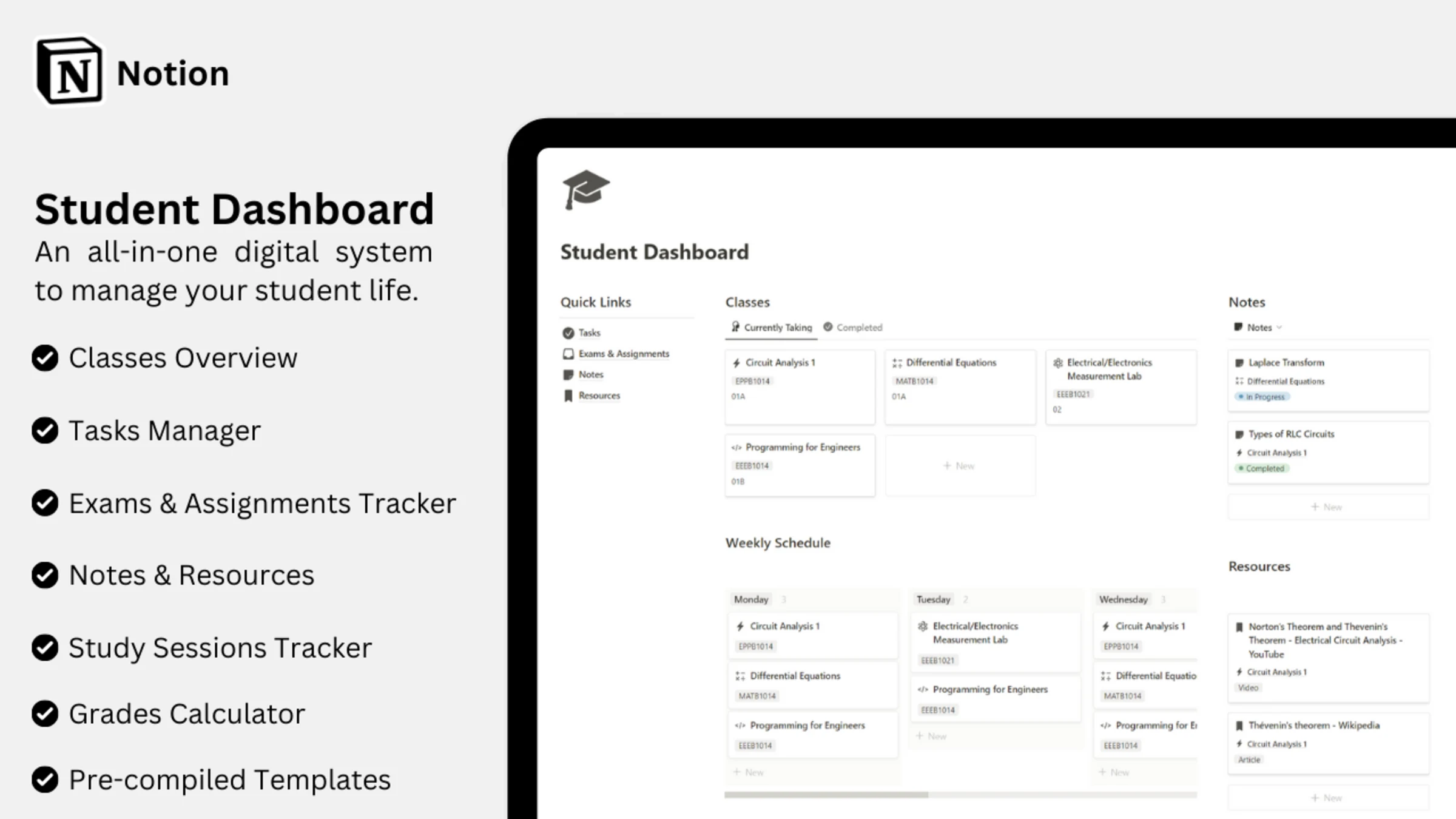 Notion Student Dashboard