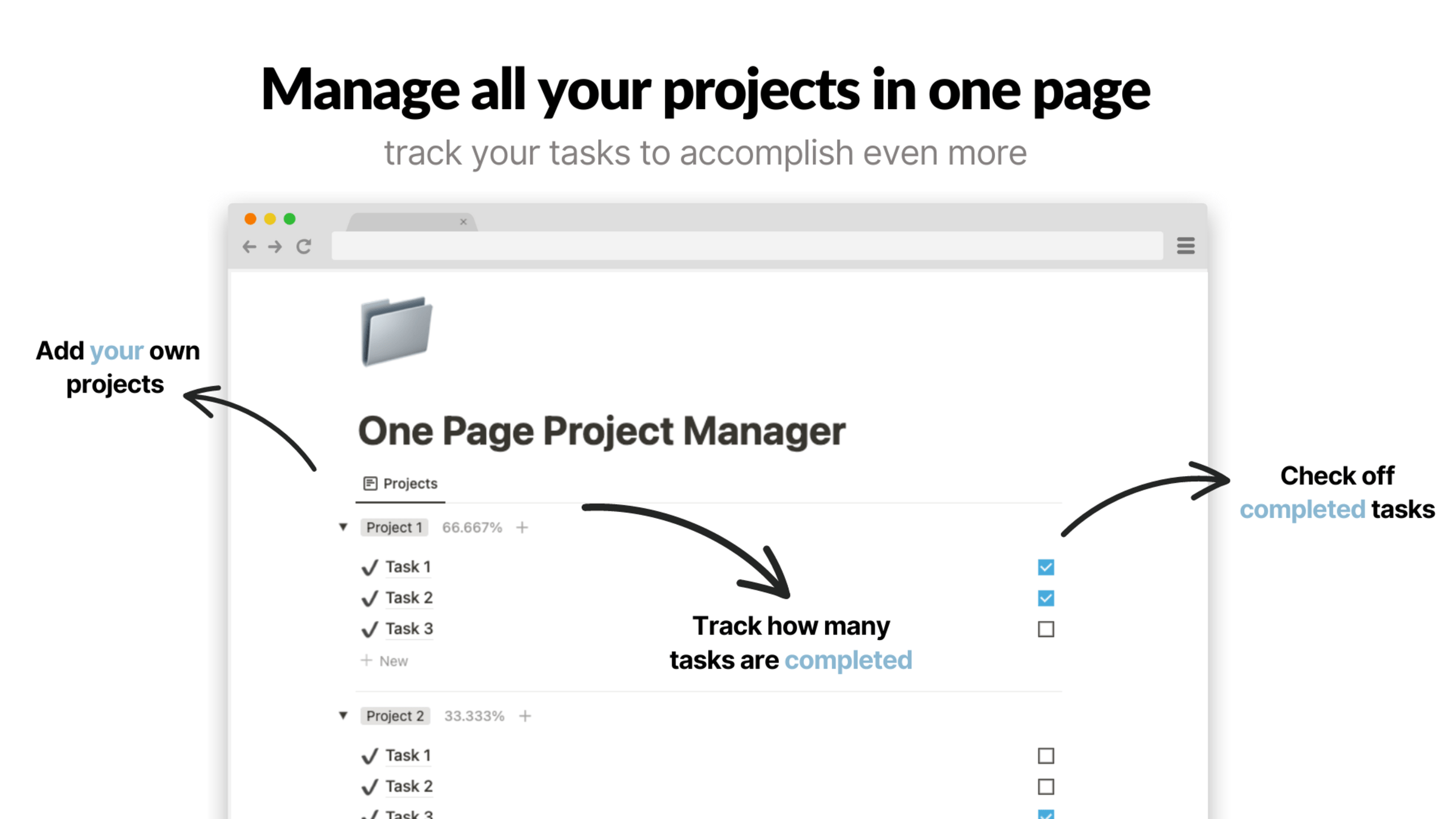 One page project manager notion everything