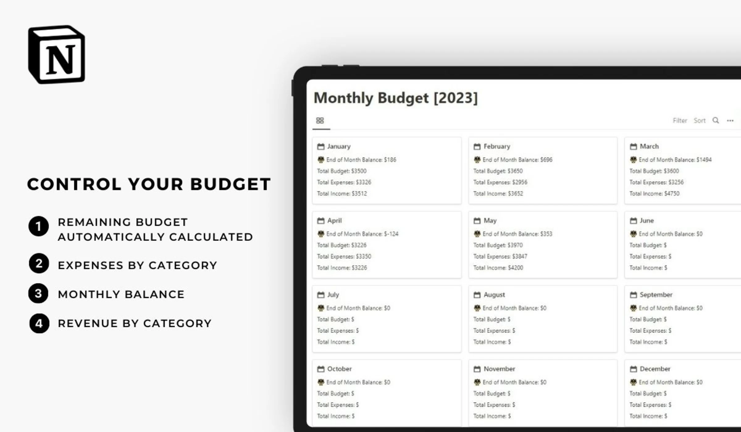 Budget tracker notion everything
